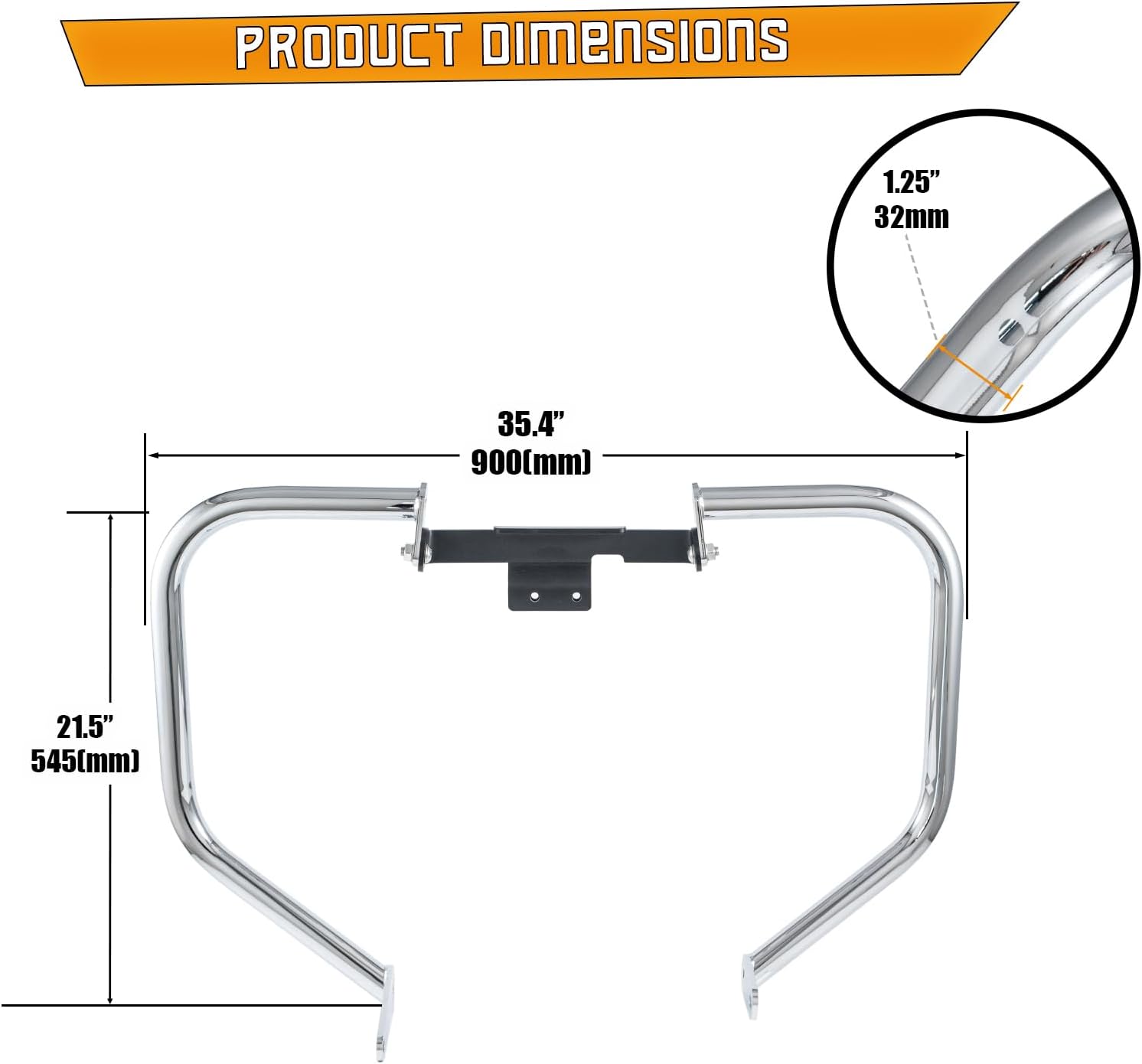 Kinglemc Crash Bar Engine Guard Highway Bar for Honda VTX1800 VTX 1800 VTX1800N VTX1800R VTX1800S (Chrome)