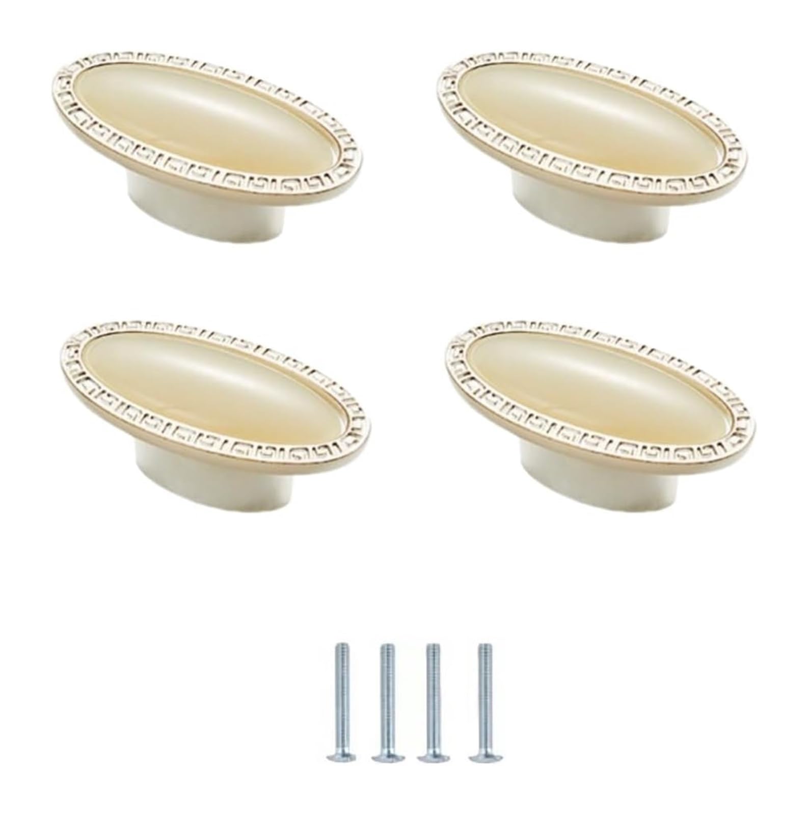 LQZAXSRDR Ceramic Cupboard Drawer Handle Knobs, Ceramic Door Knobs and Handles Pack of 4 Ivory White 96mm 128mm(Single Hole)