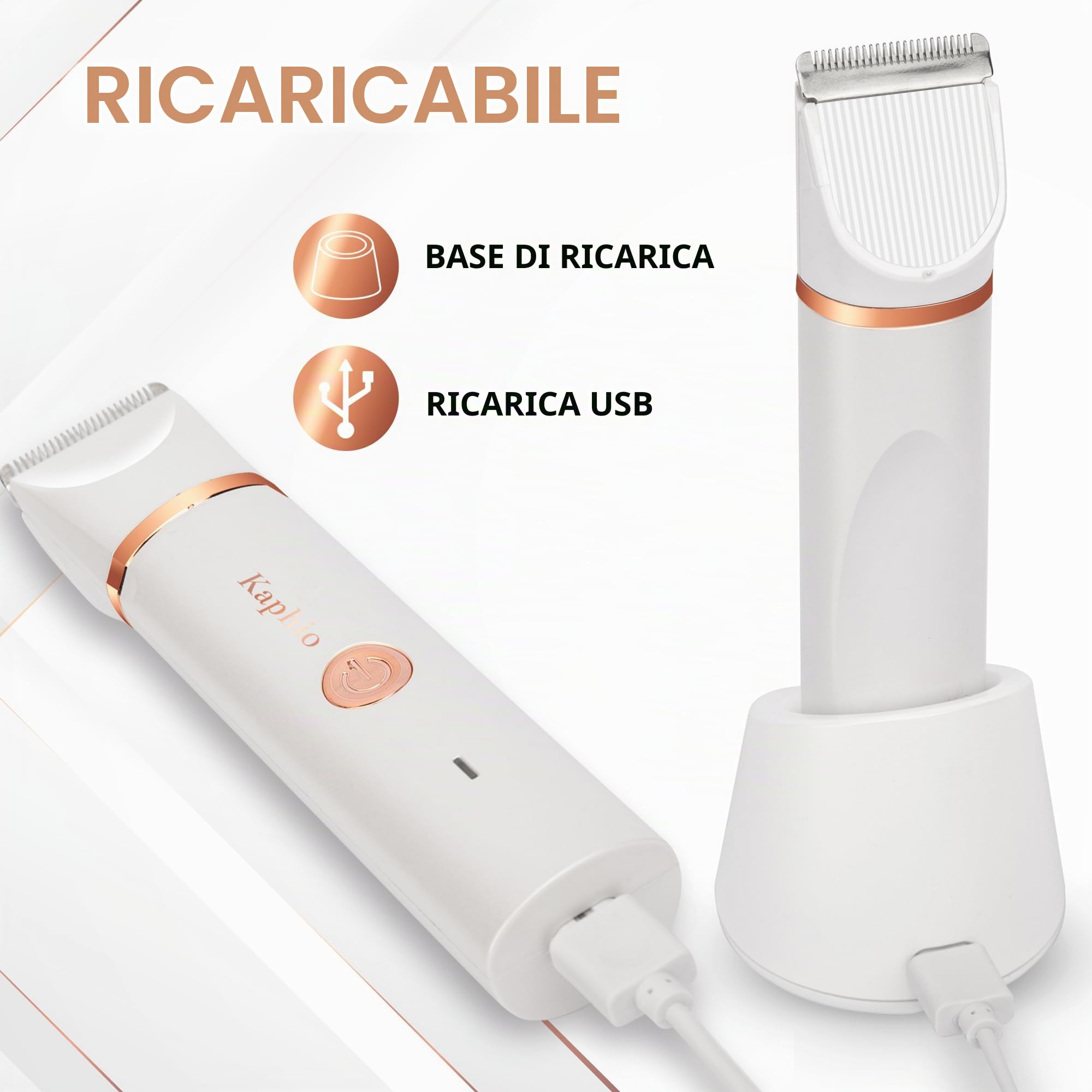 Rasoio elettrico donna inguine: 2 in 1 impermeabile IPX7 per depilazione intima donna e epilatore viso di rimozione dei peli per bikini ascelle gambe braccia e viso (bianco perla)