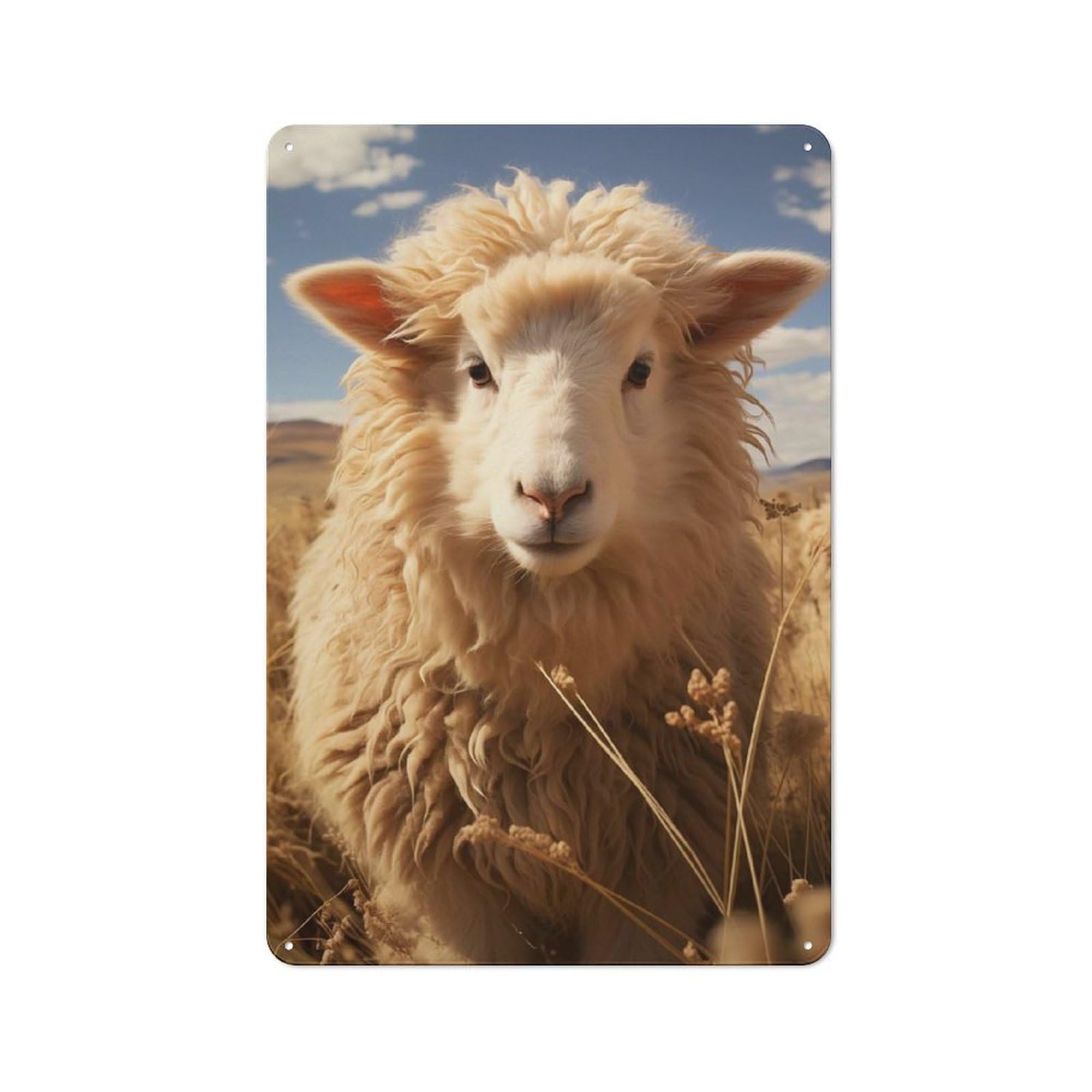 Junmoney Sheep Cute Animal Nature Tin Wall Plaque 30X20cm With For Garage Wall, For Collectors Of Retro Metal Wall Decor