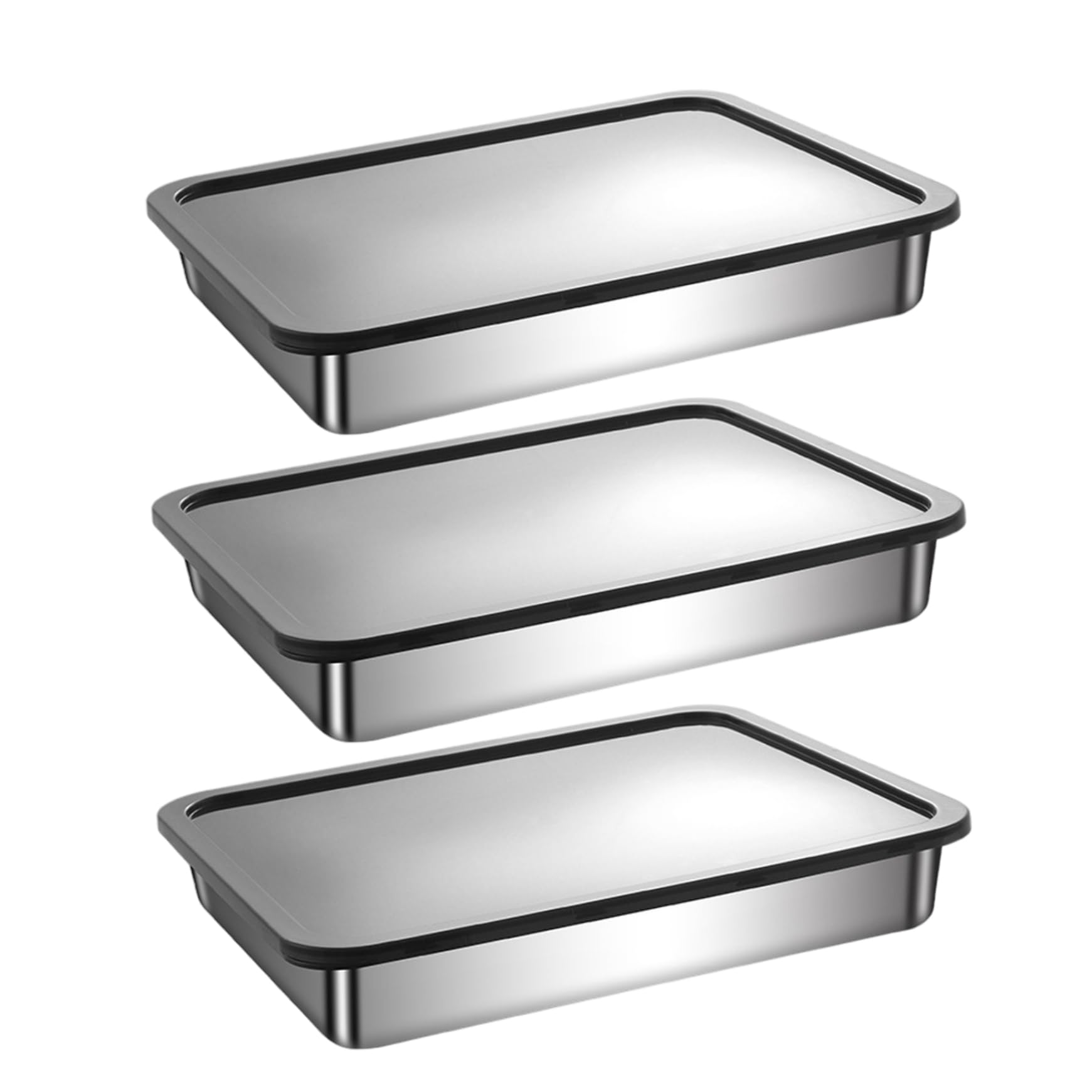 Hbbgdiy 3Pcs Stainless Steel Food Containers with Lids, Stackable Large Capacity Bento Boxes with Lids for Fridge Storage, Picnic, BBQ, Office Meal Prep, Lunch and Leftovers