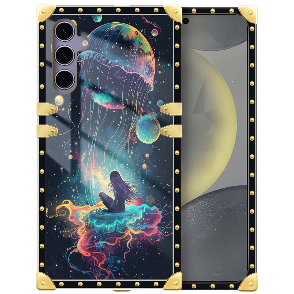 DAIZAGDAIZAG Case Compatible with Samsung Galaxy S23 Case,Earth Over Girl Square Soft TPU Edges for Samsung Galaxy S23 Case,Metal Decoration Corner Case for Samsung Galaxy S23 6.1 in