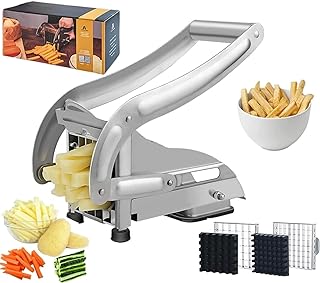 Sponsored Ad - French Fry Cutter, Stainless Steel Potato Cutter, Potato Slicer, Includes 2 Blade Size Cutter Options and N...