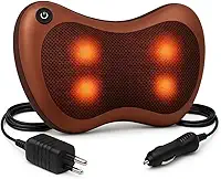 Almofada Massageadora Shiatsu com Cromoterapia – Elétrica com Aquecimento, 2 Motores, Sensor de Calor e 4 Pontos de Massagem, Ideal para Pescoço, Costas, Pernas e Pés – Bivolt e Veicular - Premium