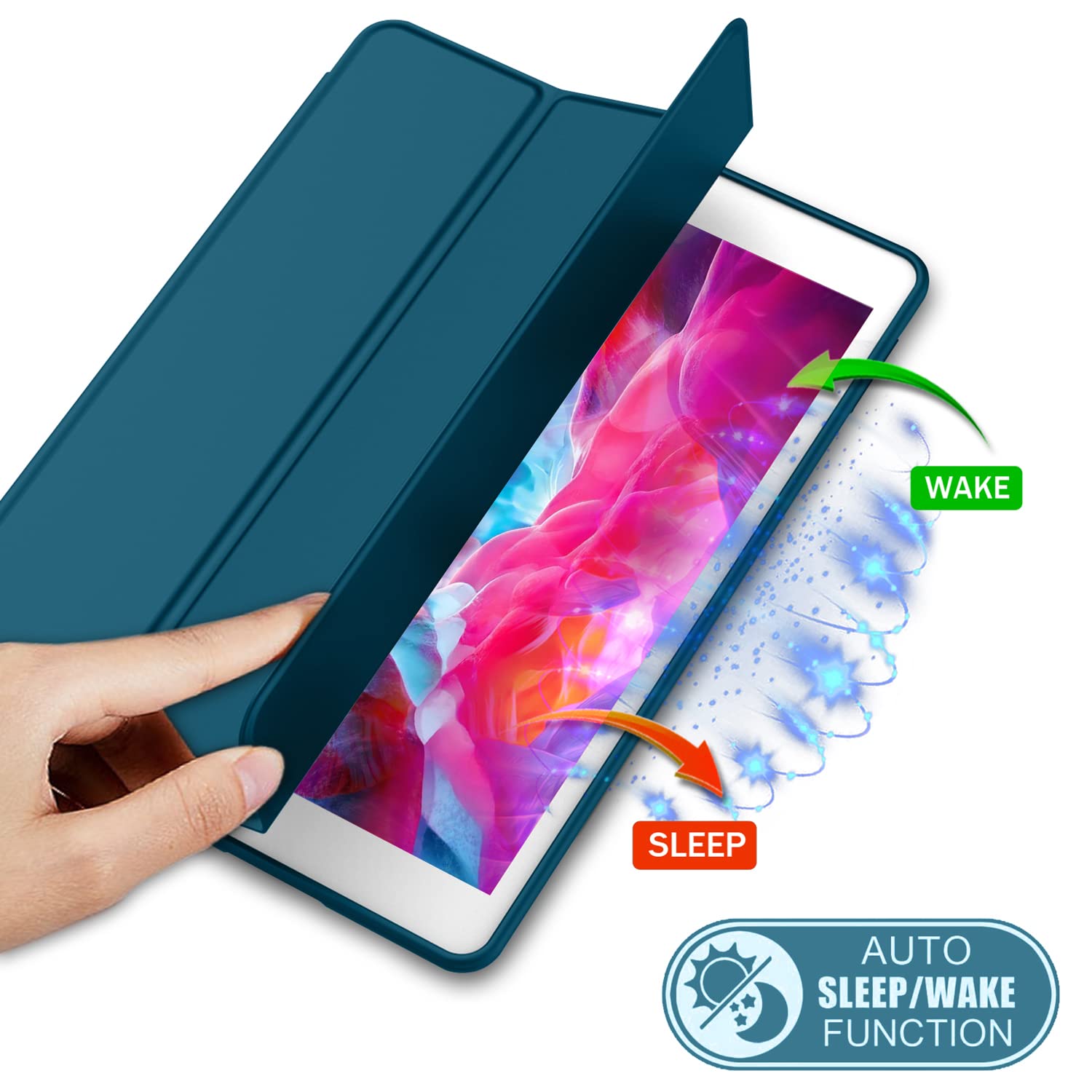 iMieet Etui na iPada 9.7 (model 2018/2017, 6./5. generacji), etui Smart Cover z uchwytem na ołówki i miękką silikonową ochroną tylnej części ciała dla niemowląt, osłona do automatycznego budzenia