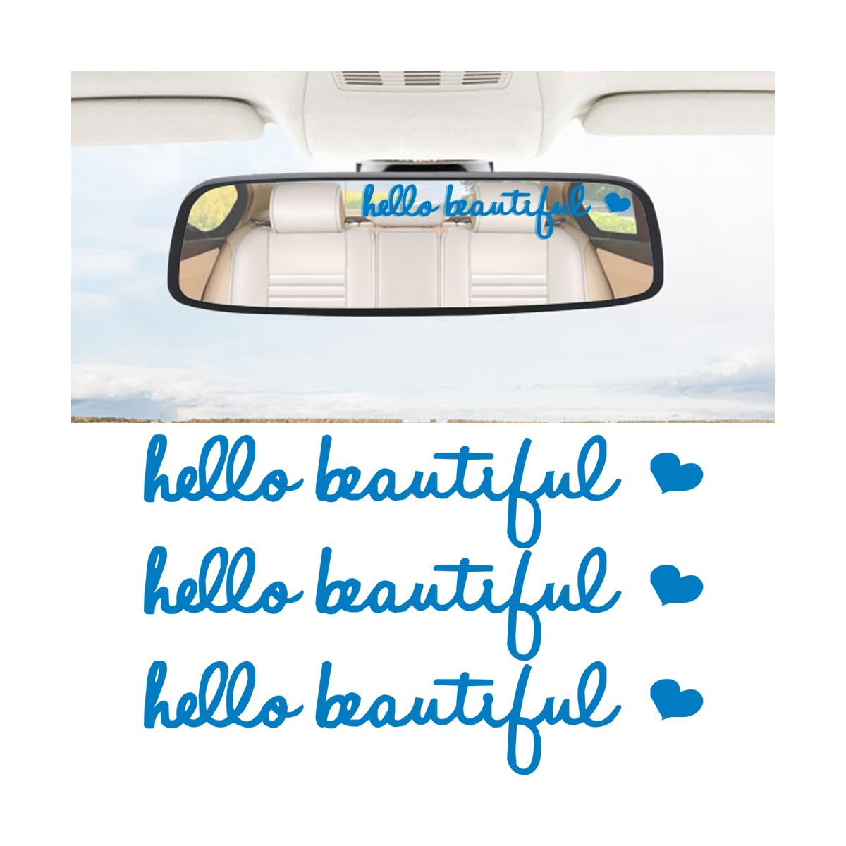 CGEAMDY Adesivo Auto Hello Beautiful, 3 Pezzi, Riflettente Blu, Impermeabile, Decorazione Per Auto, Computer, Tazze, 10x2cm - 4