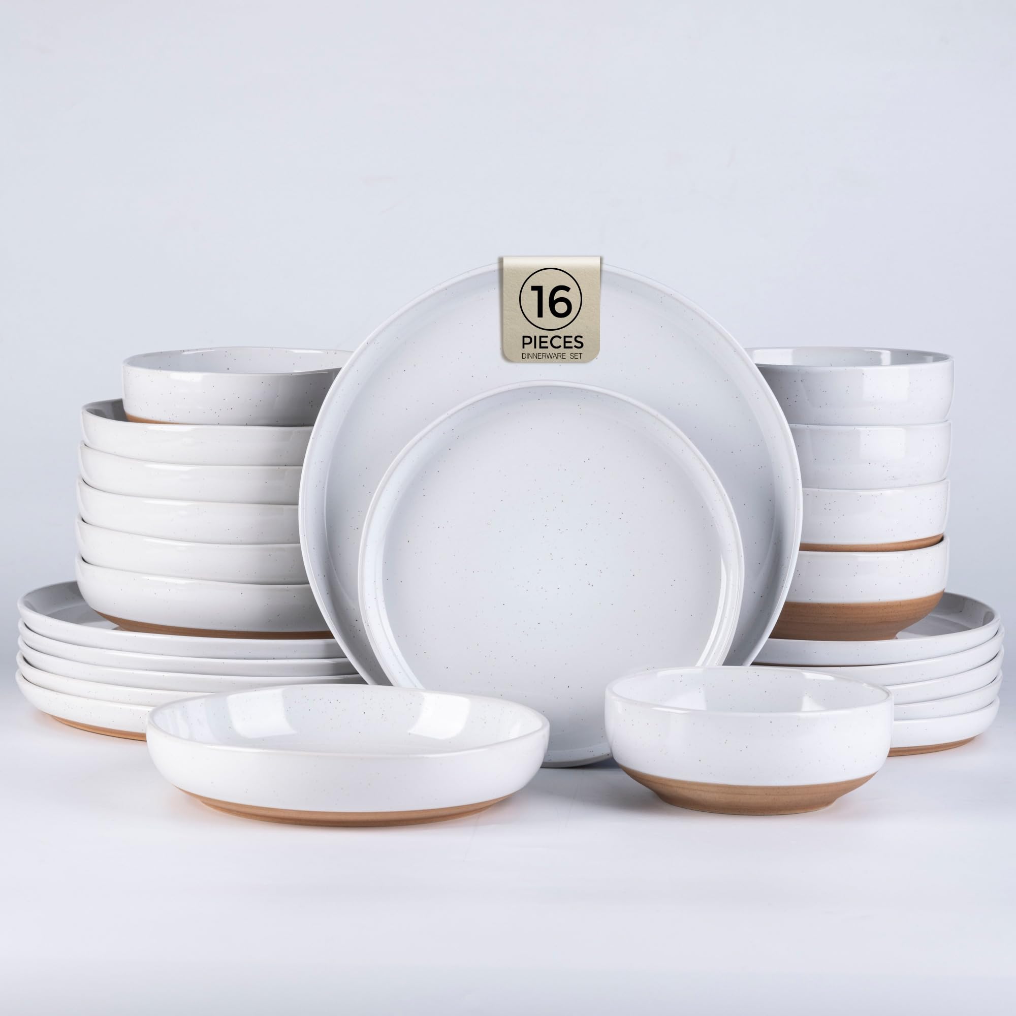 AmorArc Dinnerware Sets for 4, 16 Pieces Ceramic Plates and Bowls Set