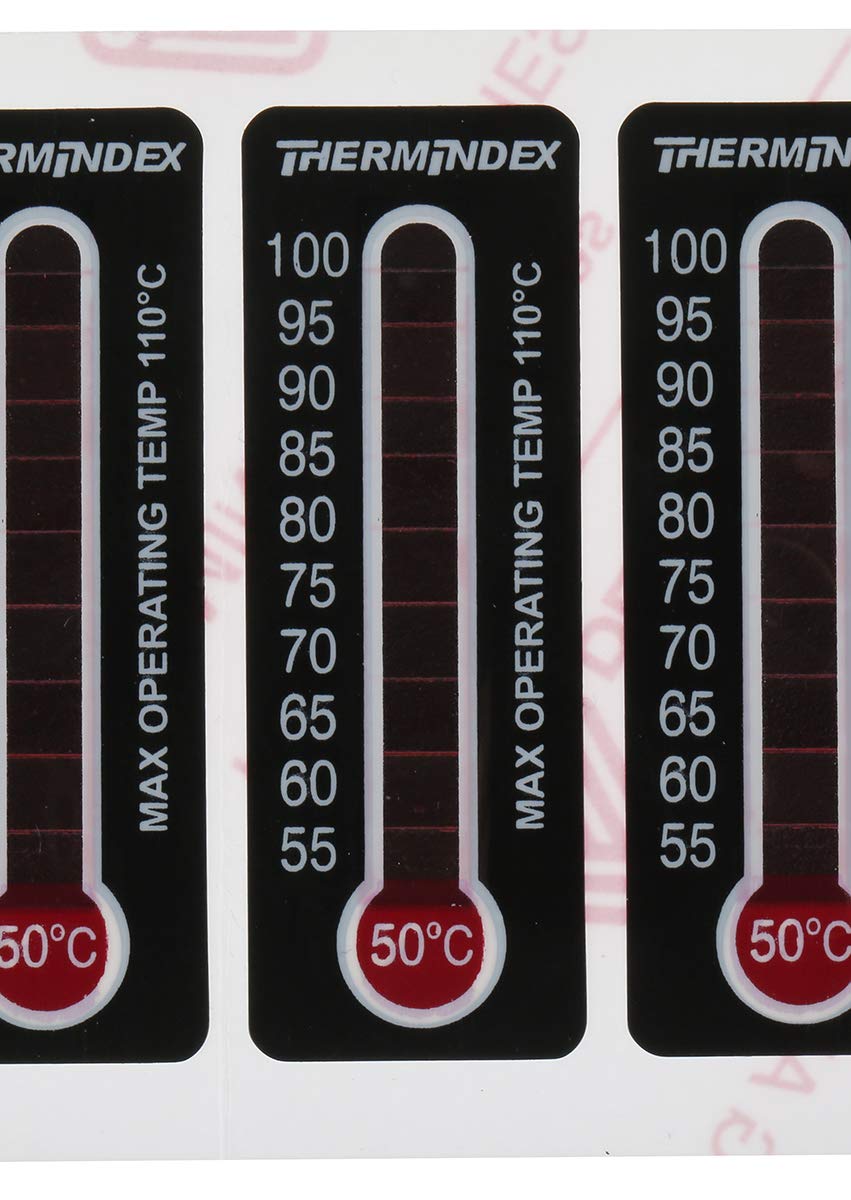 RS PRO Temperaturanzeige Aufkleber 50°C / 100°C 11 Messbereiche 10 Stk. Vertikal, L. 51mm, B. 18mm Umkehrbar, Packung a 10 Stück