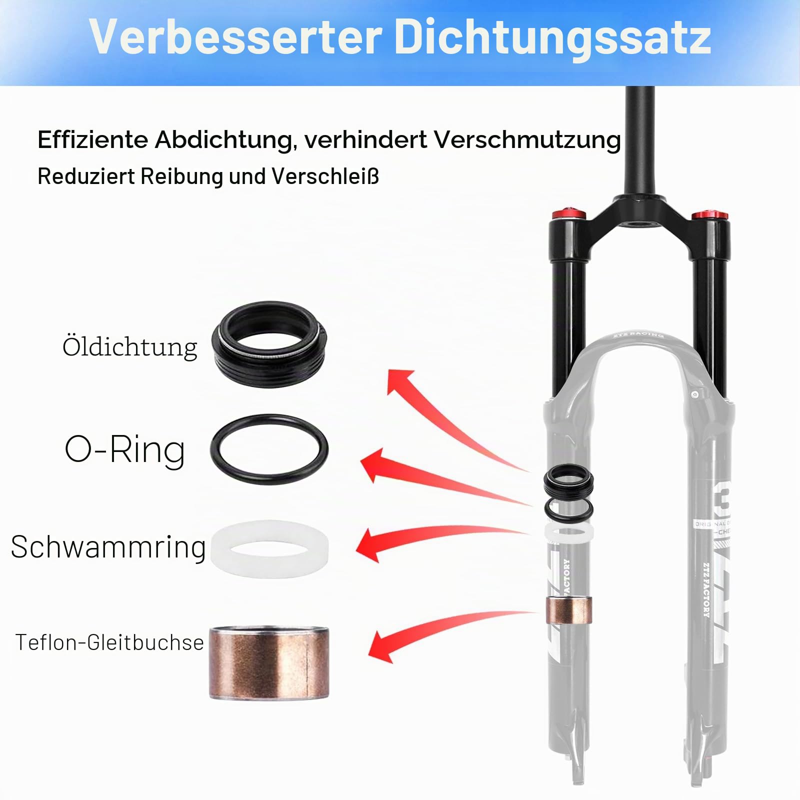 26/27,5/29 Zoll MTB-Doppel-Luftfedergabel, 1 1/8 gerader Rohrdurchmesser, 120 mm Federweg, Schnellspanner 9 mm × 100 mm, manuelle Sperre, leichte Vorderradgabel für XC/AM-Mountainbikes
