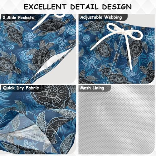 Boccsty Black Turtle Boys Swim Trunks Baby Kids Blue Sea Swimwear Summer Toddler Beach Board Shorts Bathing Suit 3T3