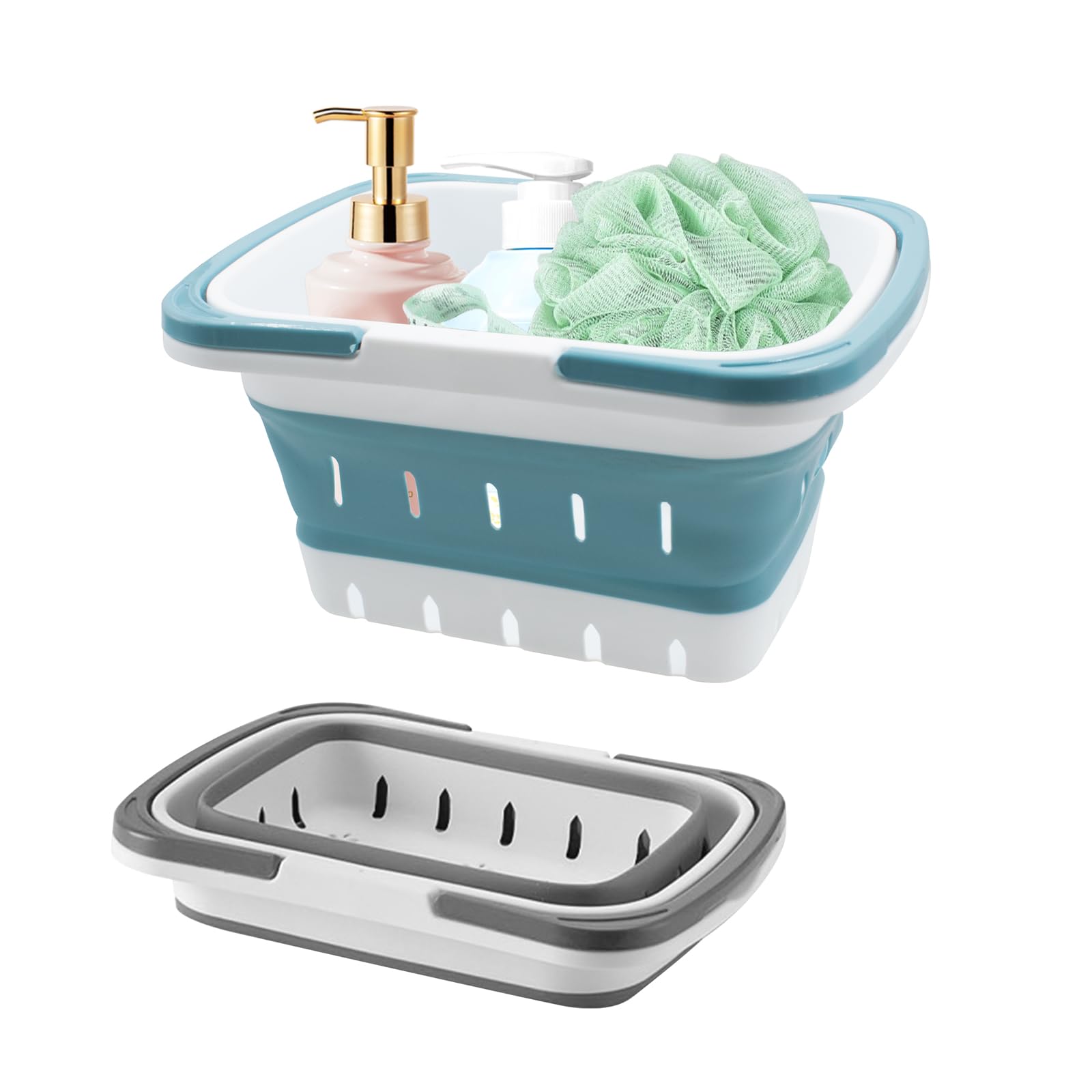 SnowTing 2 PCS Portable Shower Caddy Basket 11 1 x 7 87 x 5 9 Inch Foldable Perforated