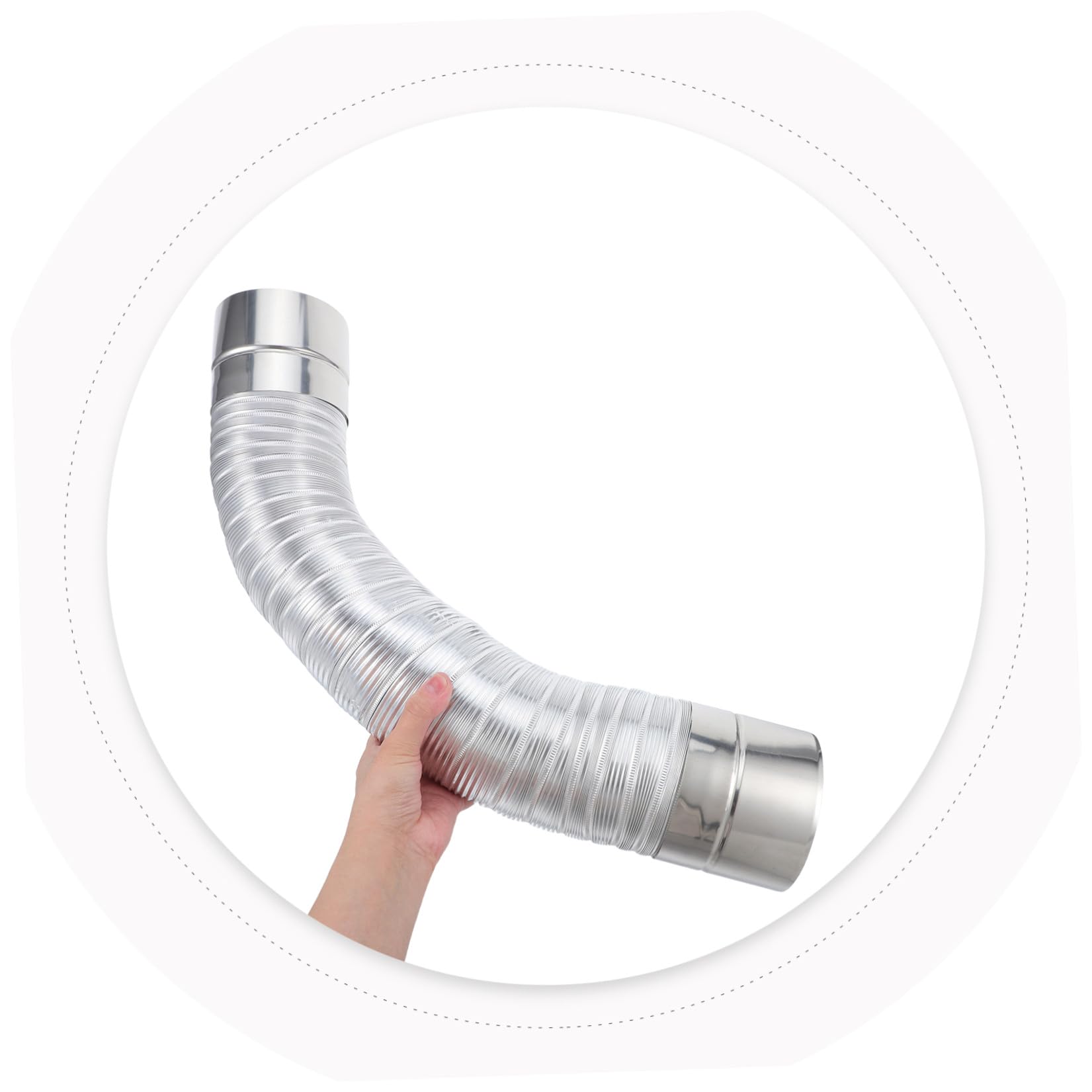 Raccordo a Gomito Flessibile in Alluminio Doppio Strato 40cm per Tubo di Scarico Stufa, Connettore Ermetico Resistente Alte Temperature per Canna Fumaria Interna, Installazione