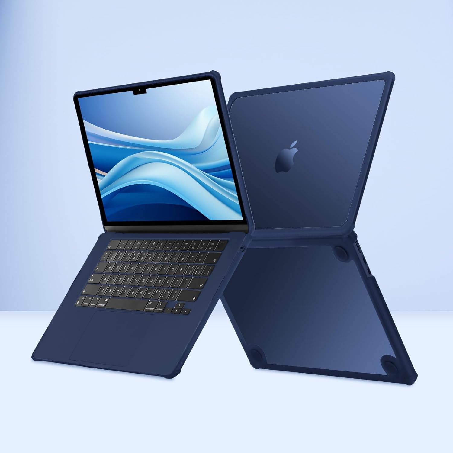 MOSISO Shock-Absorbing Hard Case Compatible with MacBook Air 15 inch M5 2026 M4 M3 M2 2025-2023 A3448 A3241 A3114 A2941,Anti-Cracking Heavy Duty Hard Shell with TPU Bumper&Keyboard Cover,Midnight Blue