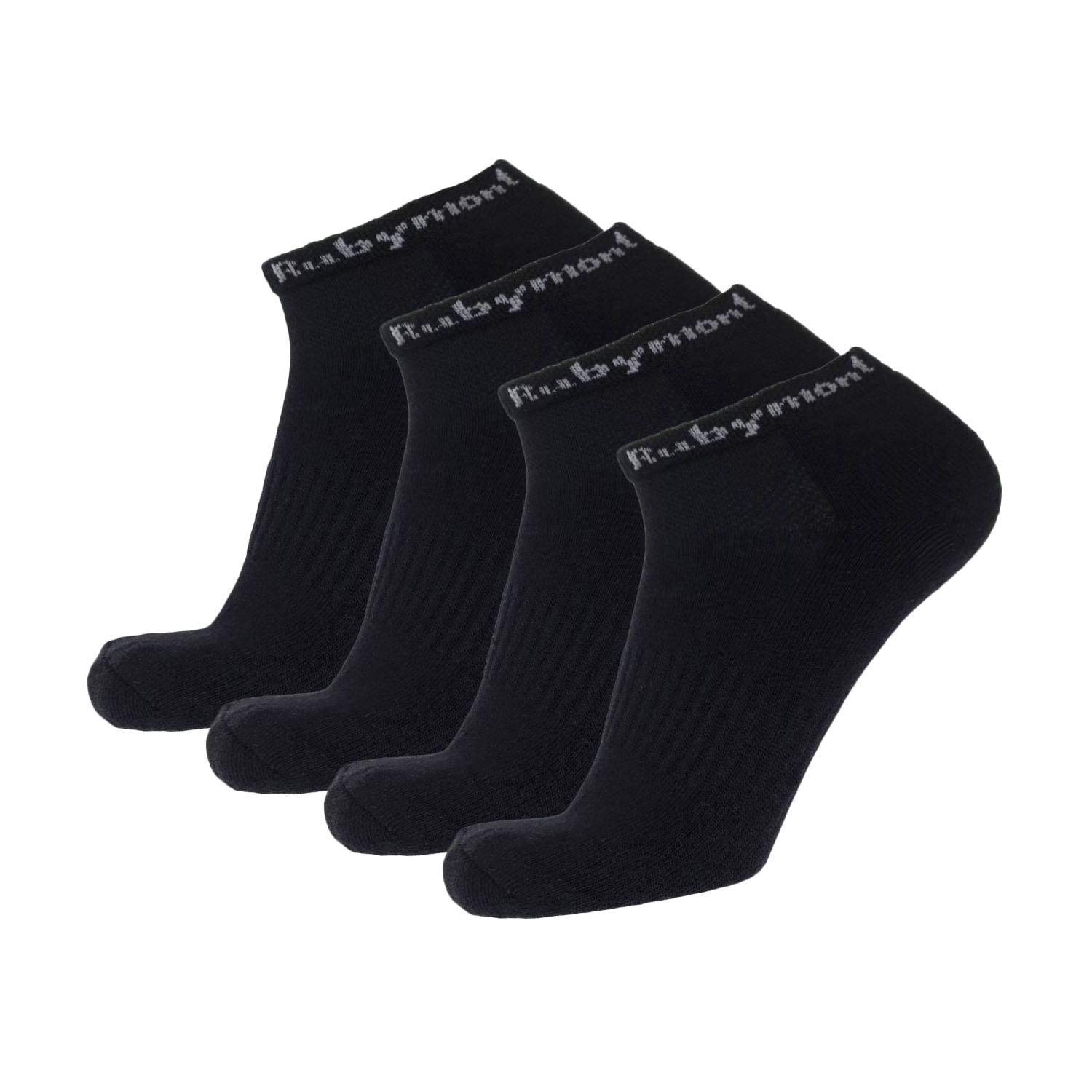 RubymontAthletic Low Cut Bamboo Charcoal Breathable Unisex Deodorant Men No Odor Smell Free Sports Socks XLarge Black x 4 pairs