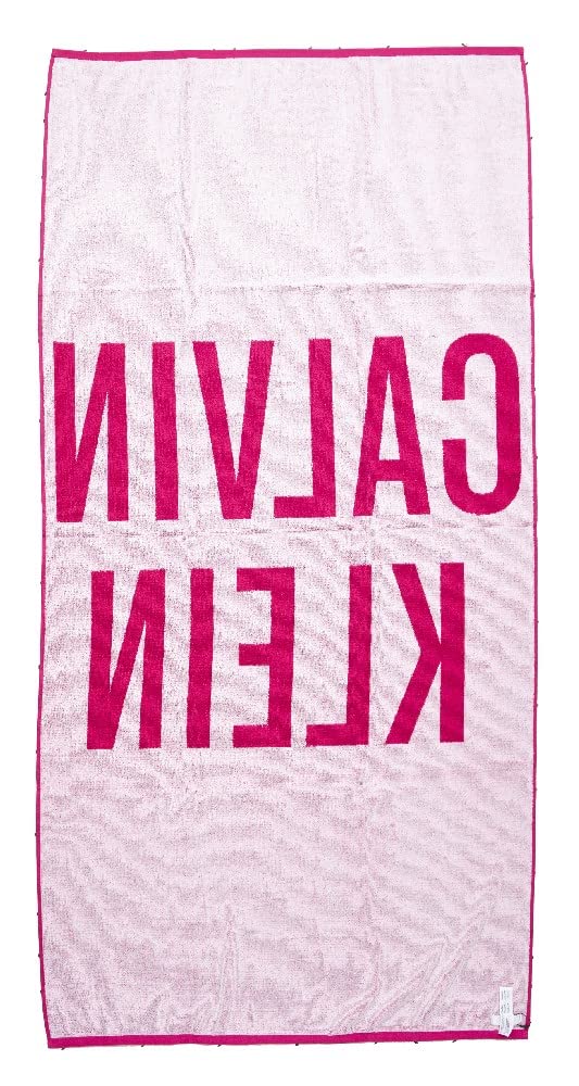 Calvin Klein Toalla de Playa CK SPA Piscina algodón Esponja 170 x 90 cm (Aprox.) con Logo artículo KU0KU00089 Toalla, T01 Royal Pink, Unica - One Size