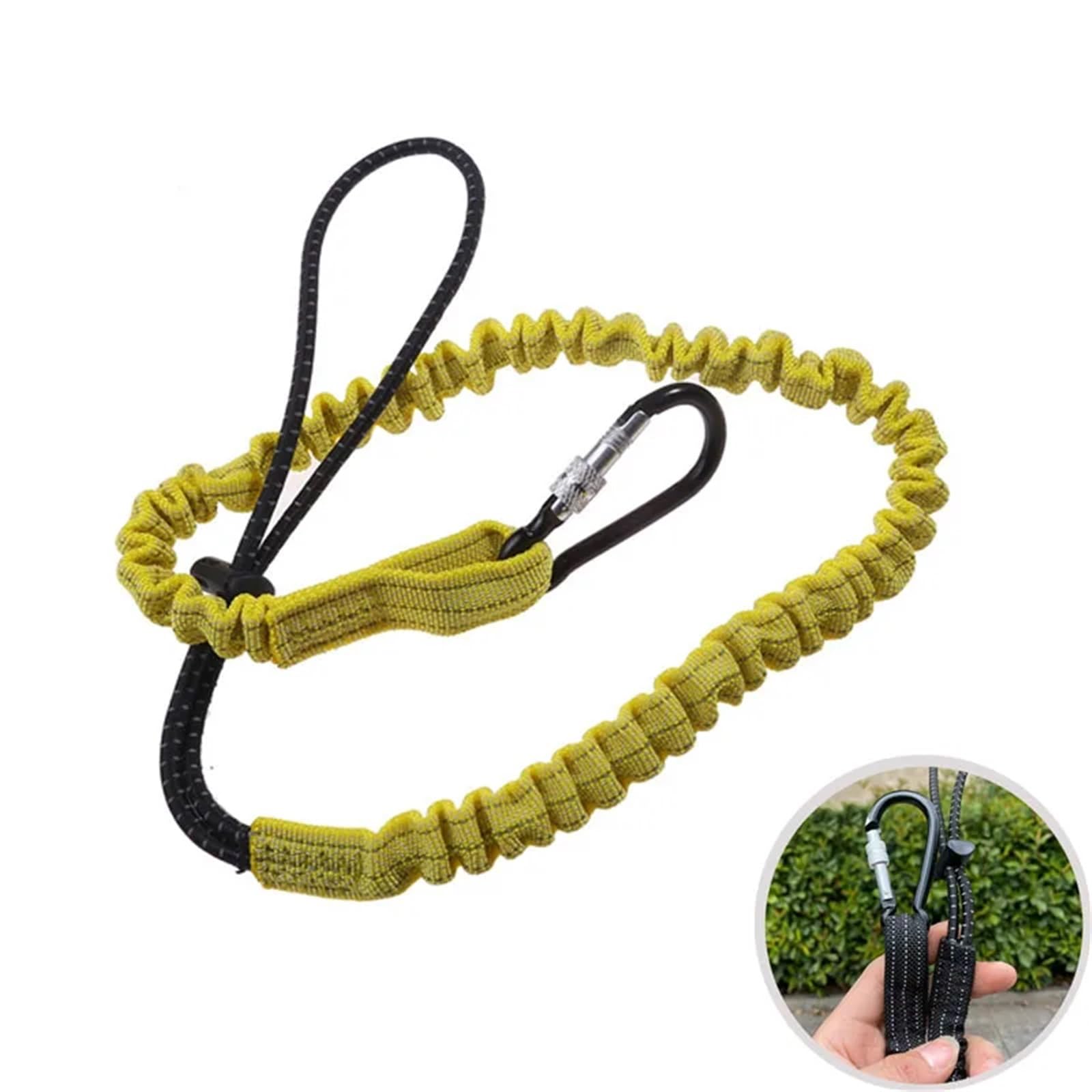 6PCS Sicurezza Bungee Tether Cordino for attrezzi con moschettone Gancio Arrampicata Lavoro Anti-Caduta Corda di sicurezza aereo Accessori for arrampicata Per Attrezzi(Yellow)