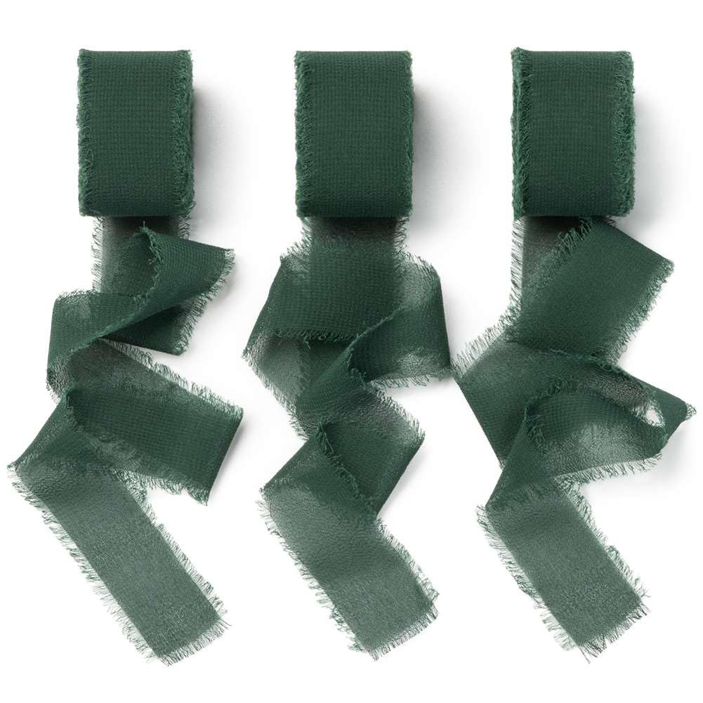 AOKSUNOVA Chiffonband, 2,5 cm x 18,9 m, Geschenkband, Chiffon-Schleifenband, breites Quasten-Hochzeitsband