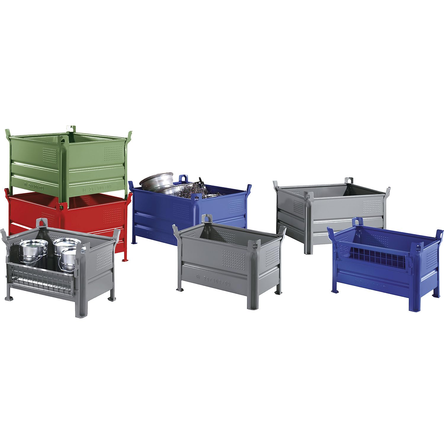 Heson | Caisse-palette à parois pleines | l x L 800 x 1200 mm | charge max 500 kg | bleu | 1 pièce et +