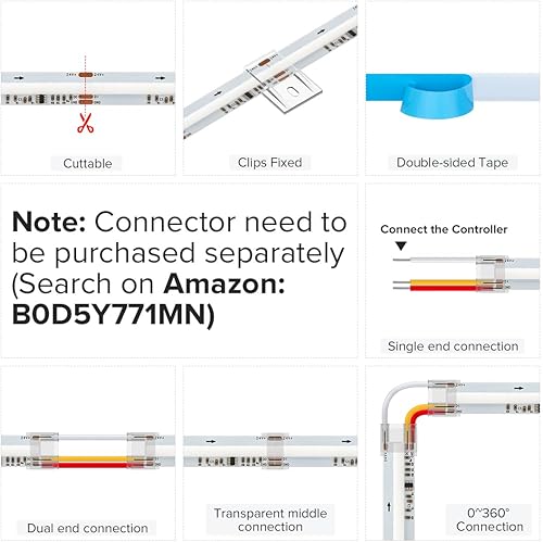 Miniatura 5 de BTF-LIGHTING FCOB WS2811 IC RGB COB Tira LED Flexible de Alta Densidad Uniforme Persiguiendo Color Luz DC12V 720LEDm 9.8FT 20ICm 0.472 in Ancho