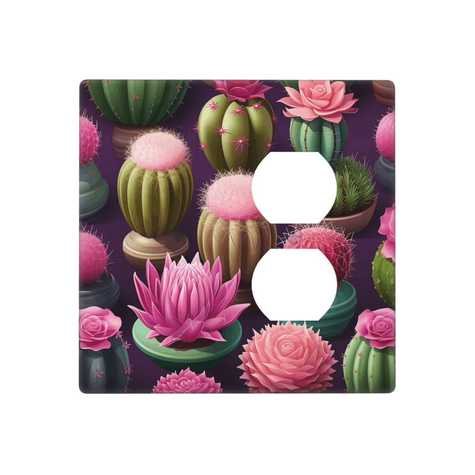 Light Switch Cover Duplex Outlet Cover Cactus Wall Plate 2-Gang Single Toggle Decorative Switch Plate Covers Electrical Faceplate Wall Plates for Kitchen Bedroom