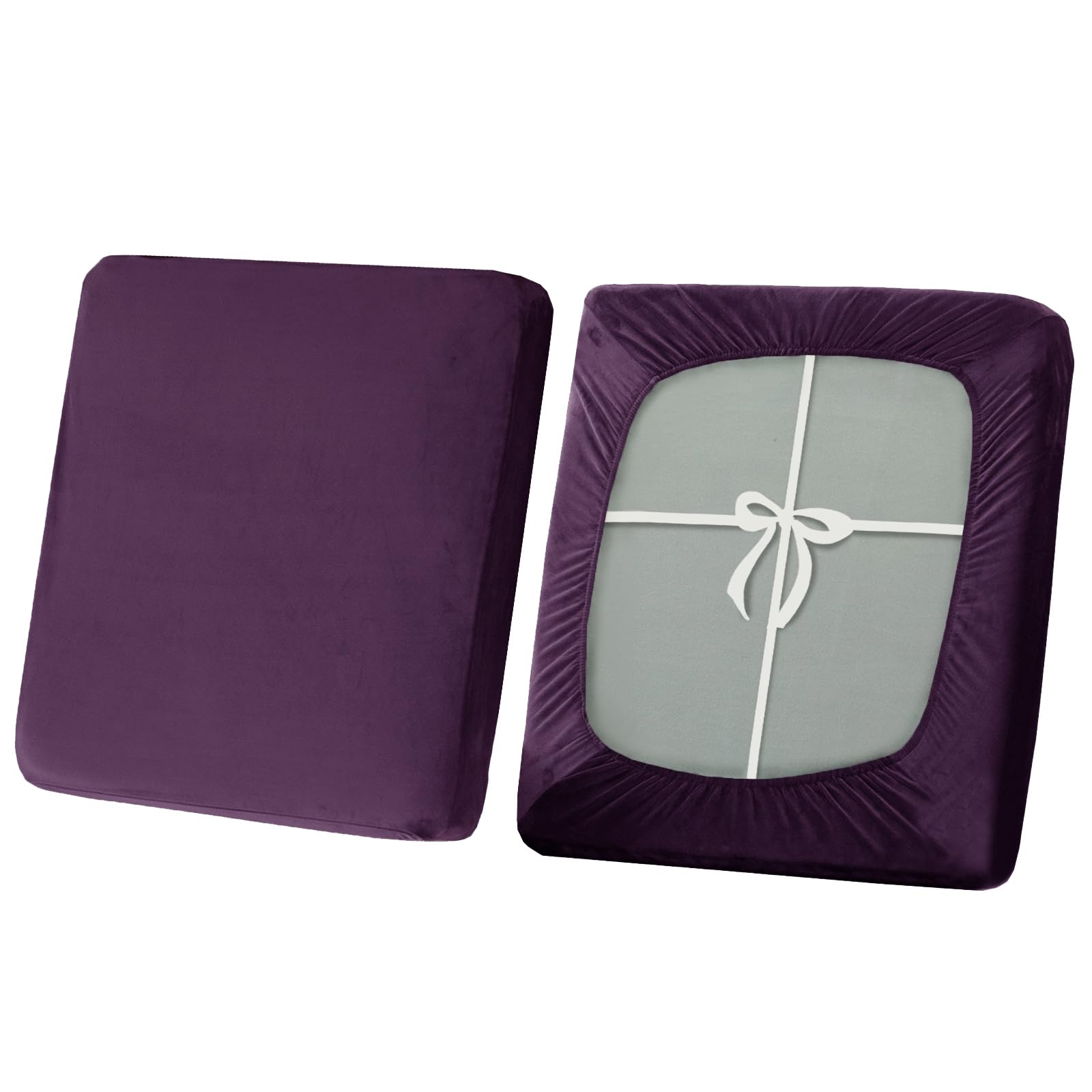 SYLC Stretch Sofa Seat Cushion Covers, Non-slip Sofa Cushion Cover with Ties and Elastic Bands, Velvet Couch Cushion Covers Replacement (Purple,1-Seater) — image 1