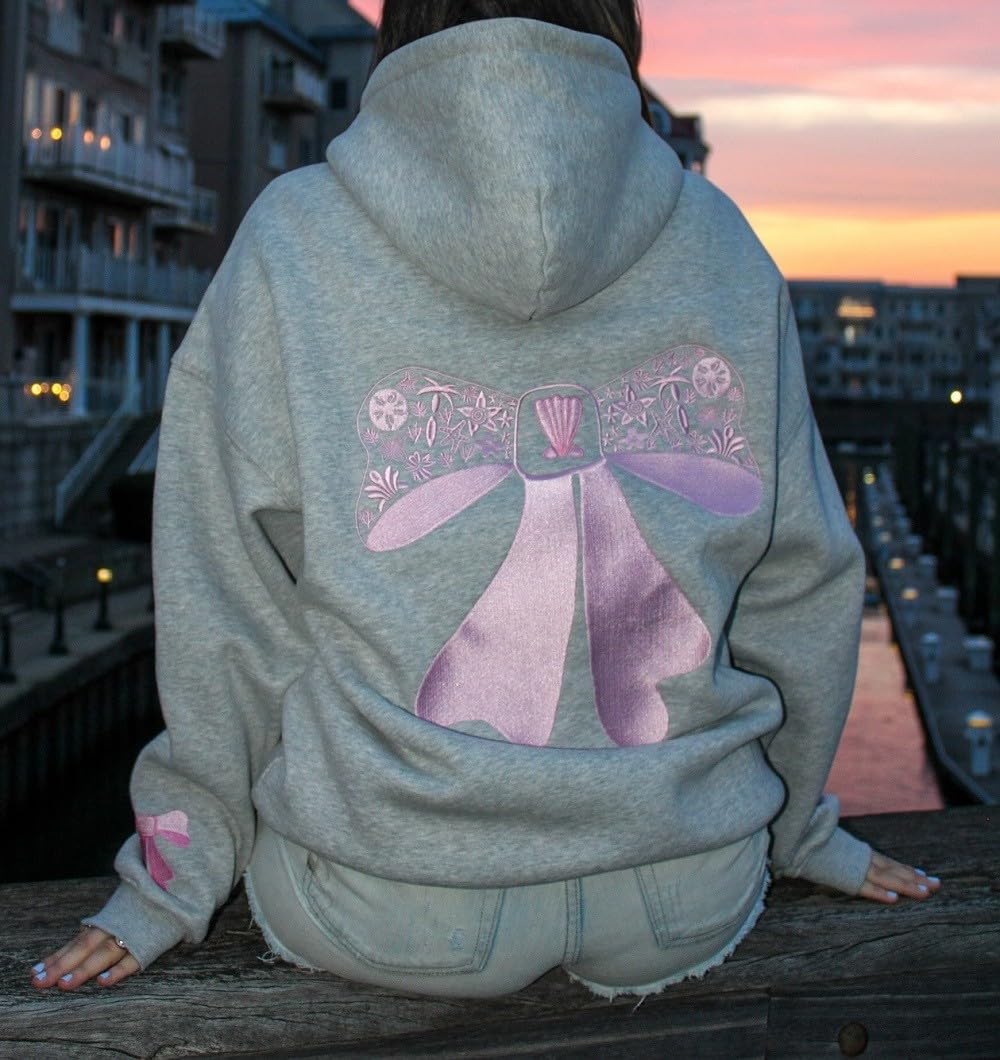 ROAONOCOMO Women Y2K Embroidered Hoodie Floral Graphic Oversized Pullover Hoodie Cute Animal Pocket Hooded Sweatshirts - Image 4