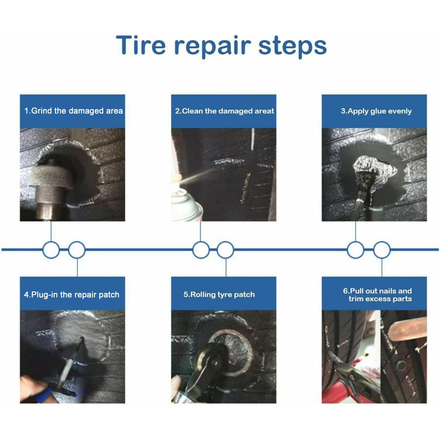 24 Pezzi Toppe di Pneumatici Riparazione, Toppa di Gomma Universale Toppa per Pneumatici Testa A Fungo Riparazione di Pneumatici Forati Accessorio, per Auto Moto Tubeless Patch Gum(36 * 4 mm)