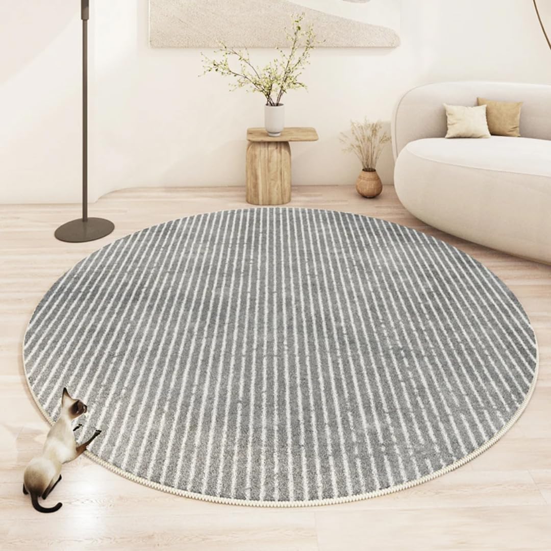 Tapis chambre à coucher douillet et grand salon, tapis minimaliste rond en peluche moderne