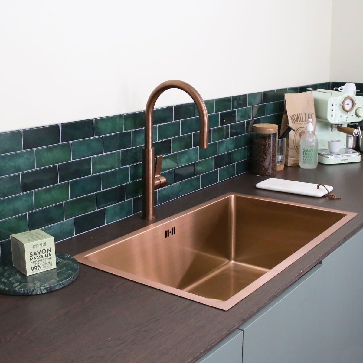 Essebagno Luisa fregadero de una cubeta 76x45 inoxidable cobre