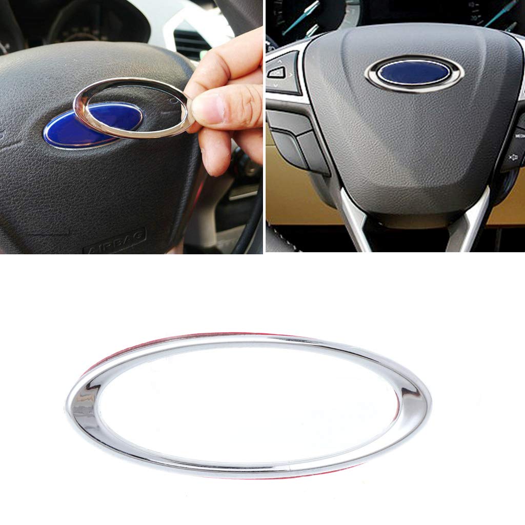 Adesivo Decorativo In ABS Cromato Per Volante – Compatibile Con Ford Focus 3, Kuga, Escape, Cmax 2011-2017, 1 Pezzo