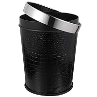 Vista 9 de STOBOK Bote de basura de cuero vintage, negro, parte superior abierta