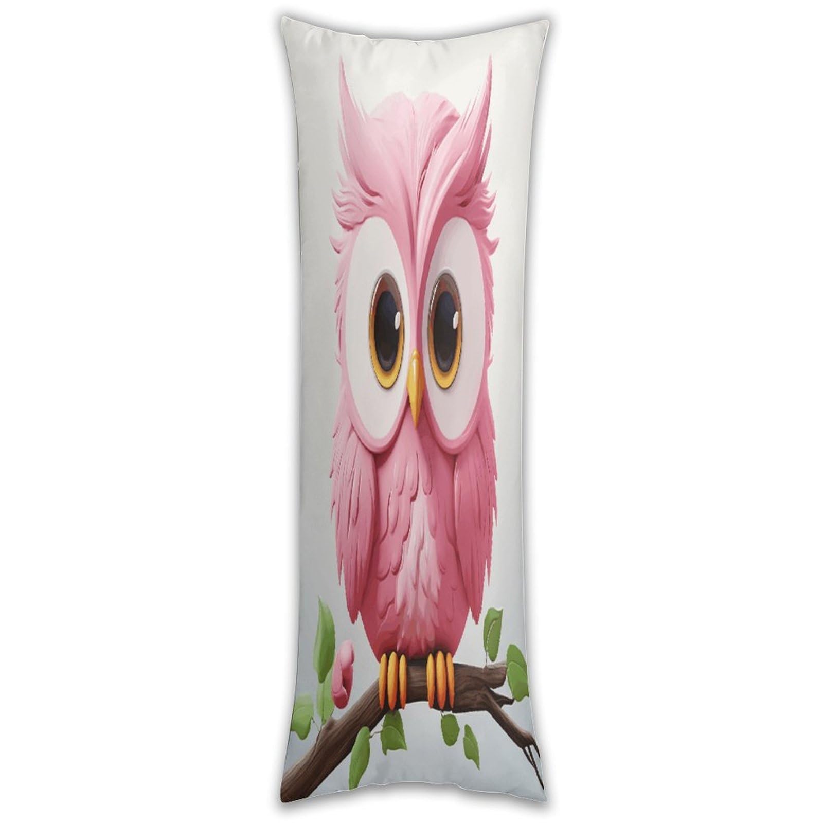 A Pink Owl Pillow Cases Breathable Vertical Long Pillowcase Body Pillowcase with Hidden Zipper Closure Soft and Cozy Pillow Cover 20x54 Inches for Bedroom Couch