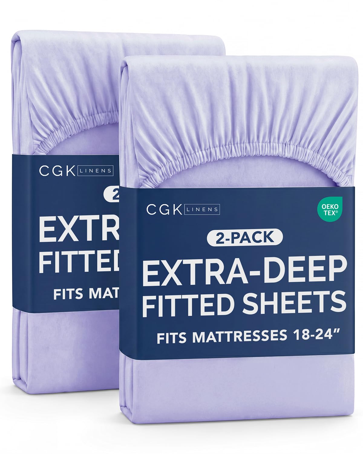 CGK Linens 2 Pack Extra Deep Full Fitted Sheets - Lavender