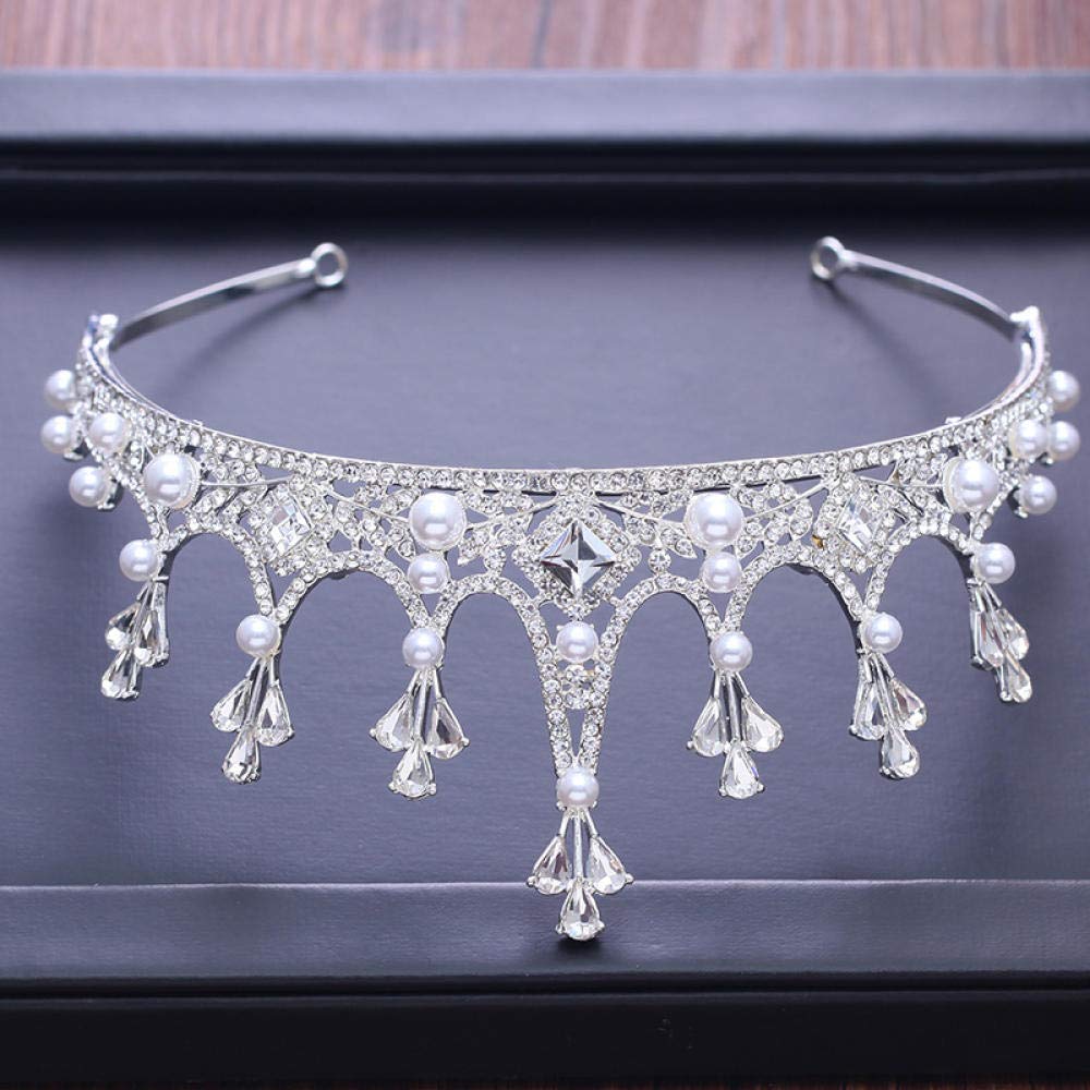 Tiara, stop strasu, biżuteria na głowę, srebrna, błyszcząca biała perła, dla kobiet, prosta, modna, wesele, ozdoba do włosów, w stylu vintage, opaska na czoło na imprezę