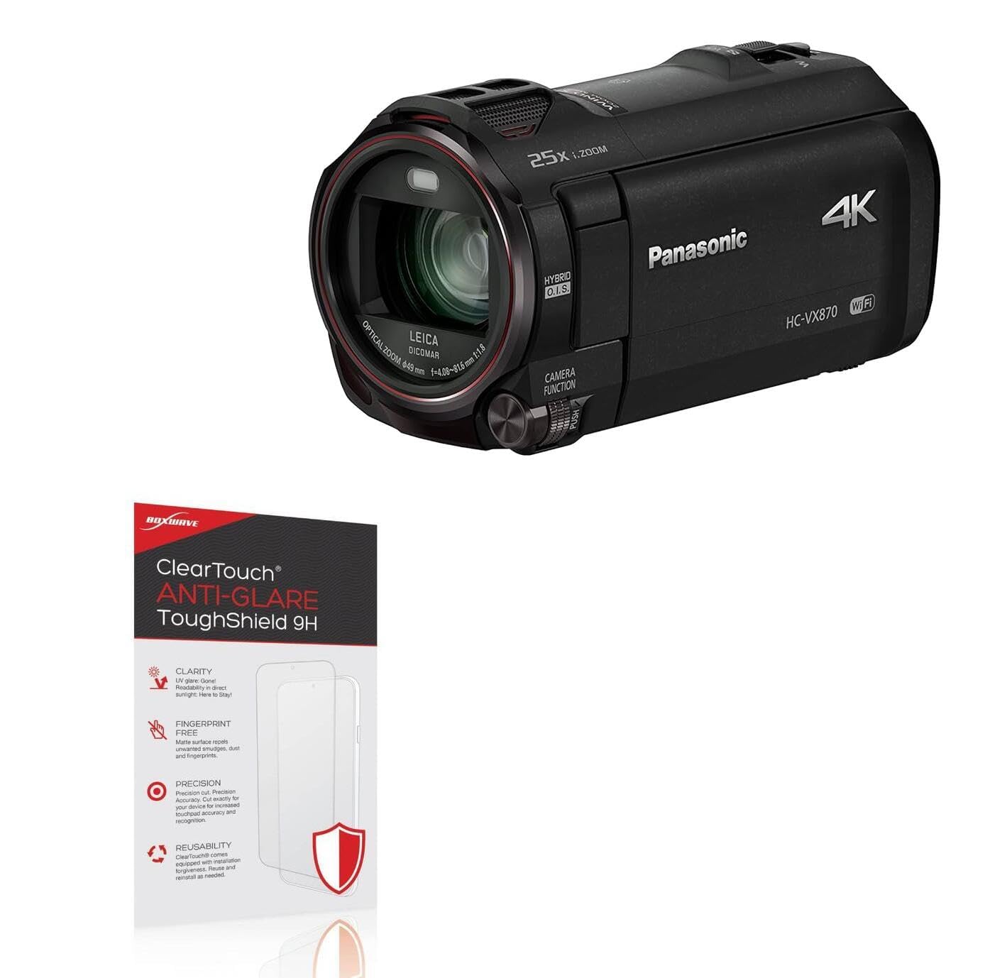 BoxWave Screen Protector Compatible With Panasonic HC-VX870 - ClearTouch Anti-Glare ToughShield 9H (2-Pack), Anti-Glare 9H Tough Flexible Film Screen Protector