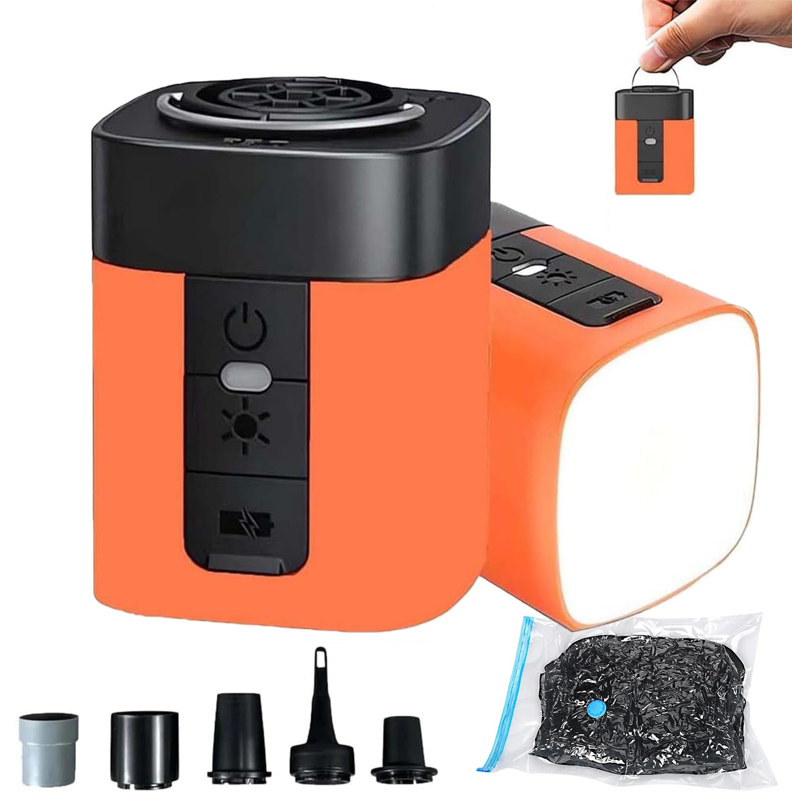 Airburst Pro – Compact Electric Pump with Vacuum & LED Light，Portable Mini Electric Air Pump ，Rapid Inflation and Deflation，Suitable for CampingAir Mattress Accessories