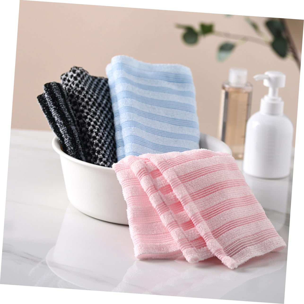 4piezas Toallas Exfoliantes Japonesas De Ducha De Largas Para Cuerpo y Espalda Toallas Exfoliantes Para Limpieza y Exfoliación De