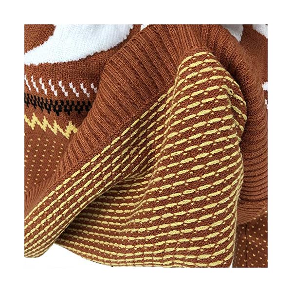 YEMOCILE Knitted Sweater for Women with Cute Ghost Pattern Gothic Streetwear with Long Sleeves for Girls Orange