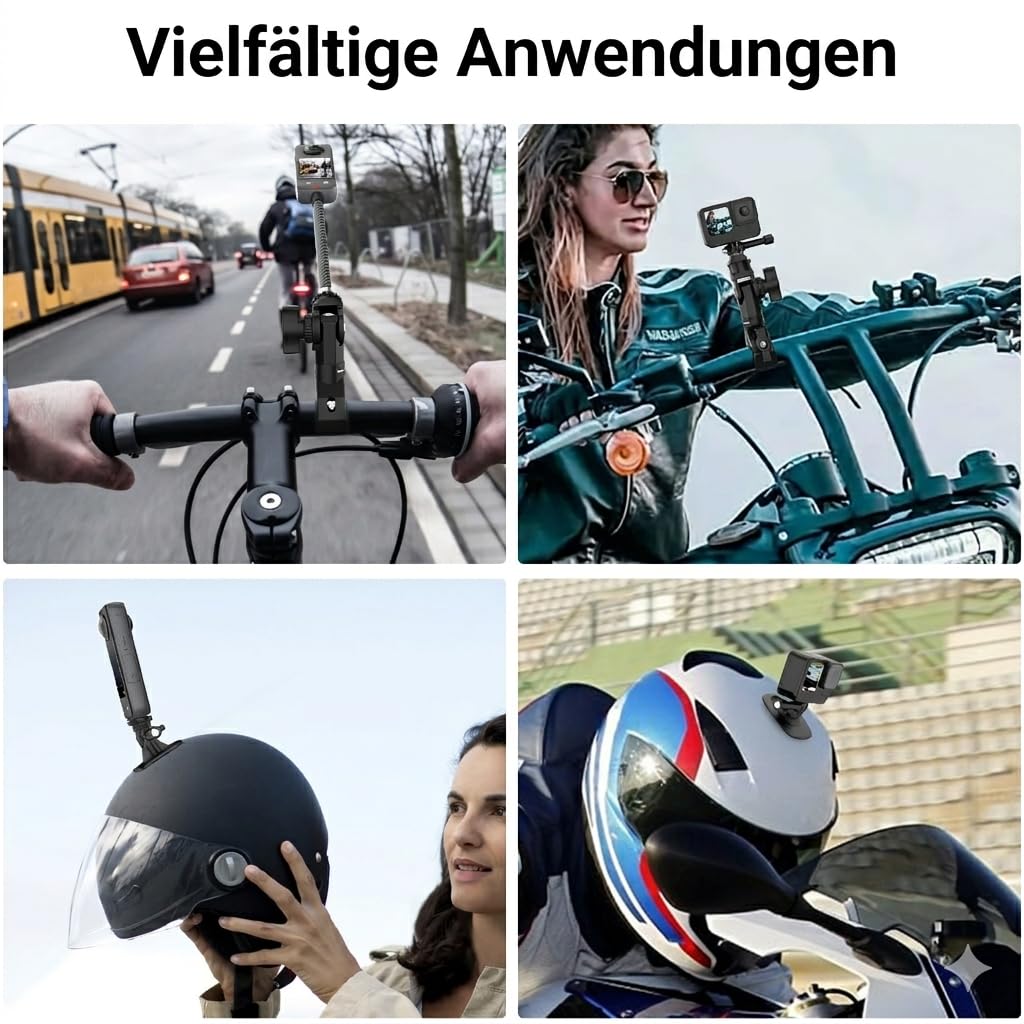 Action-Kamera-Zubehör,Action Cam Motorrad Halterung | Action-Kamera Zubehör-Set für Lenker, Carbon-Verlängerung (20 cm), für Insta360 X5 X4 X3 GO 3S GoPro DJI Osmo Action