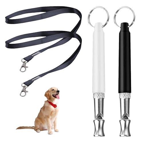2 Silbatos para Perros, Silenciosos, Silenciosos, de Alta Frecuencia, Silenciosos, Ajustables con Cordón