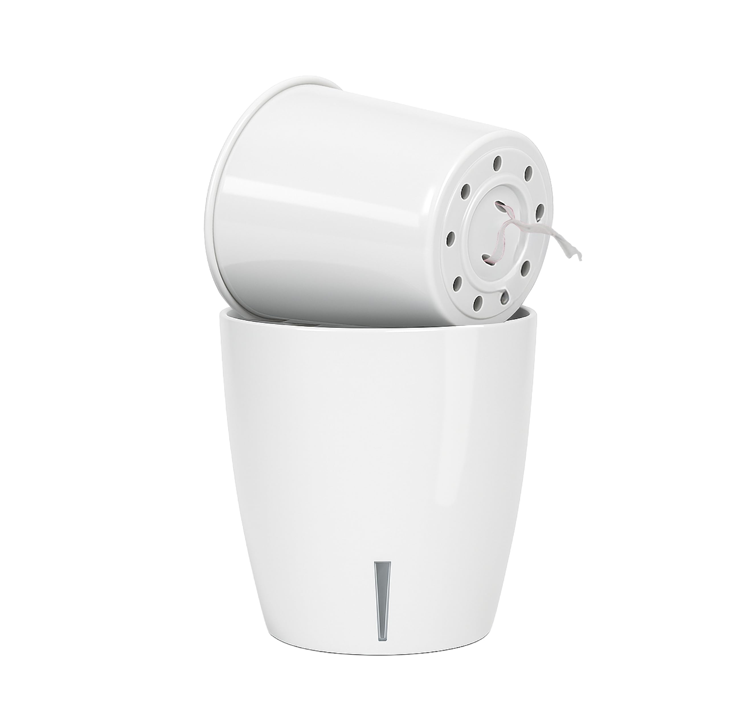 Santino Set di 4 Vasi Auto-irriganti con Sistema a Fiocco e Indicatore del Livello dell'Acqua per Uso Interno, Vaso per Orchidee Diametro 16,5 cm (Bianco - 3,3 L)