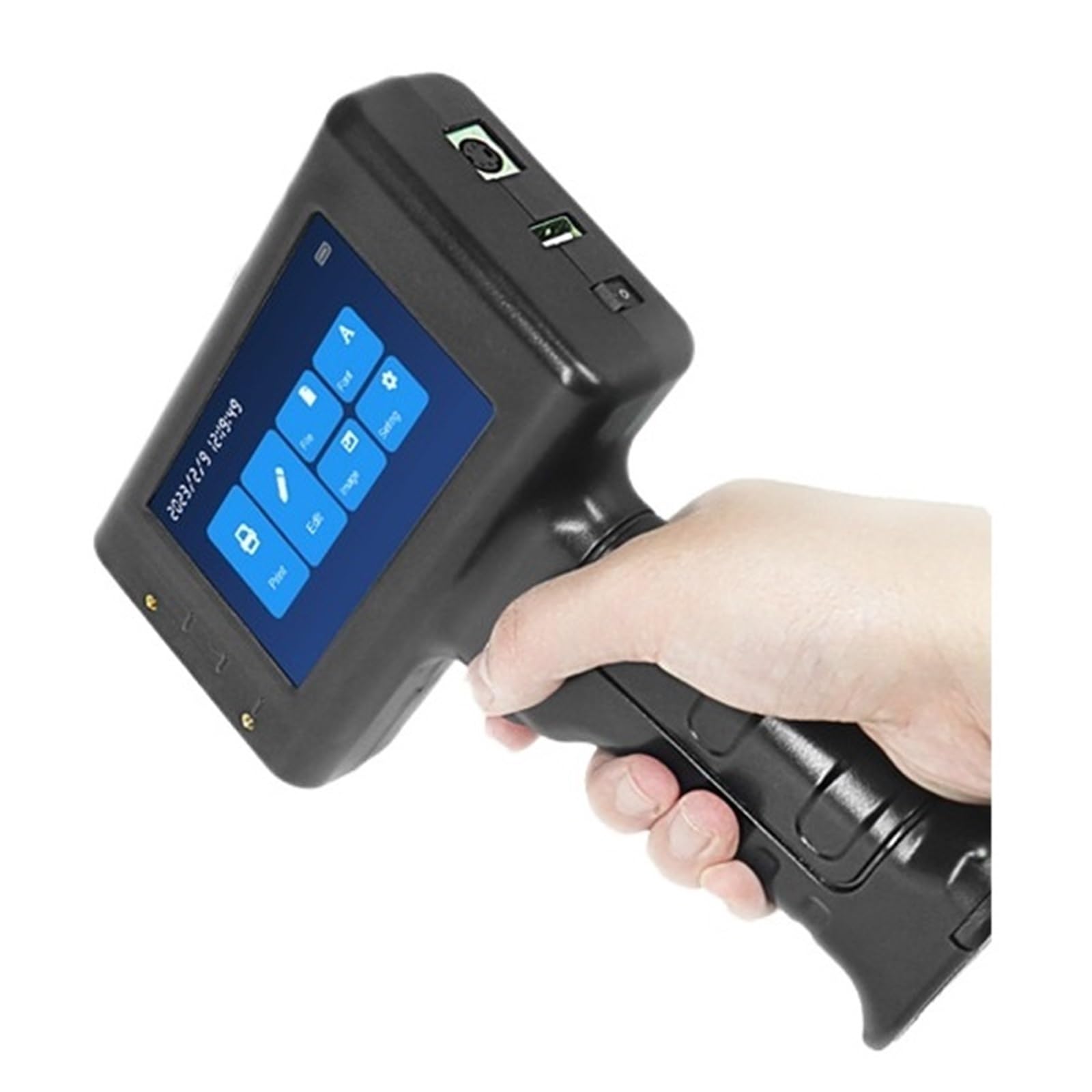 MYUYEE 12.7Mm Handheld Inkjet Printer Gun Portable For Metal Expiry Date Barcode Qr Code Batch Numbers On Any Surfaces (Black Printer 3 Black Inks)