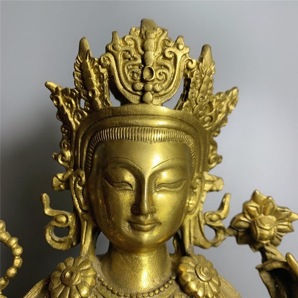 Posąg Buddy do wnętrz Feng Shui Dekoracja Mosiądz Guanyin siedzący Statua Domowe Biuro Rzemiosło Dekoracja Zen Bodhisattwa Statua Medytująca Statua Buddy Figurka Rzeźba