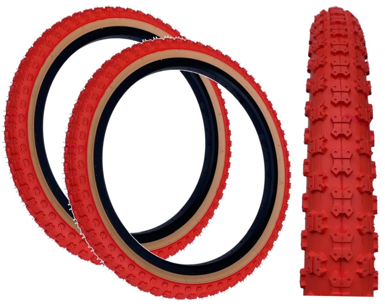 Baldys 16 x 1.75 BMX/Kids Mountain Bike Tyres RED/TAN WALL (PACK OF 2)