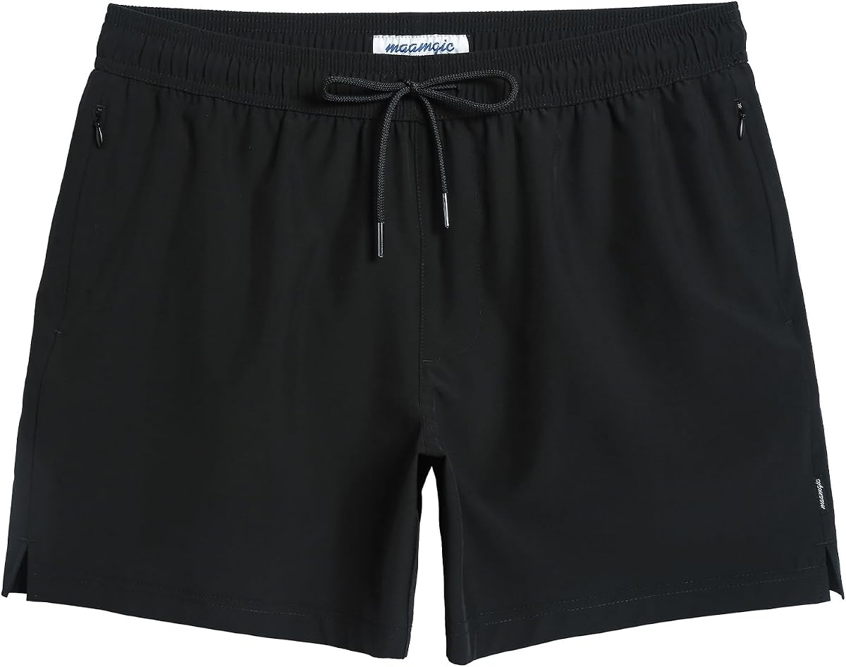Mens Swim Trunks 5" Quick Dry Beach Shorts Stretch Swimming Trunks Shorts with Mesh Lining Zip Pockets