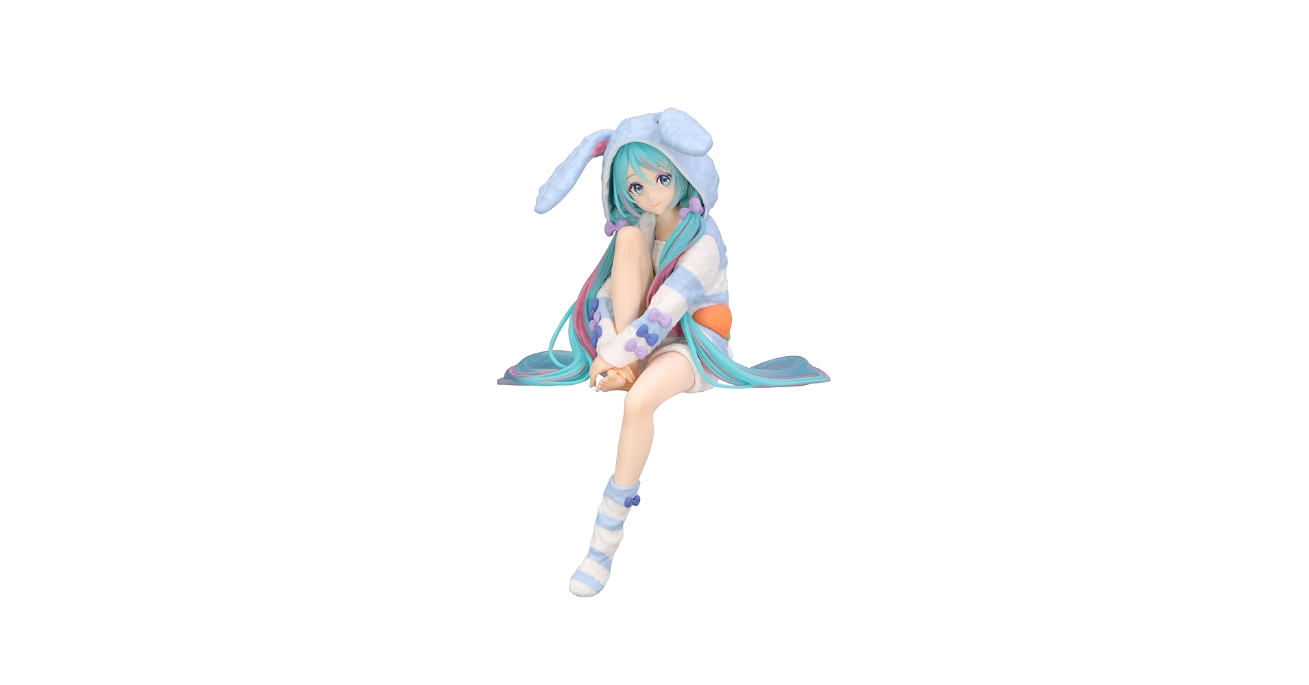 初音ミク ぬーどるストッパーフィギュア うさ耳パジャマ ブルーver. 3個 イラストレーター・へちま氏が描く、もこもこのうさ耳パジャマ姿
