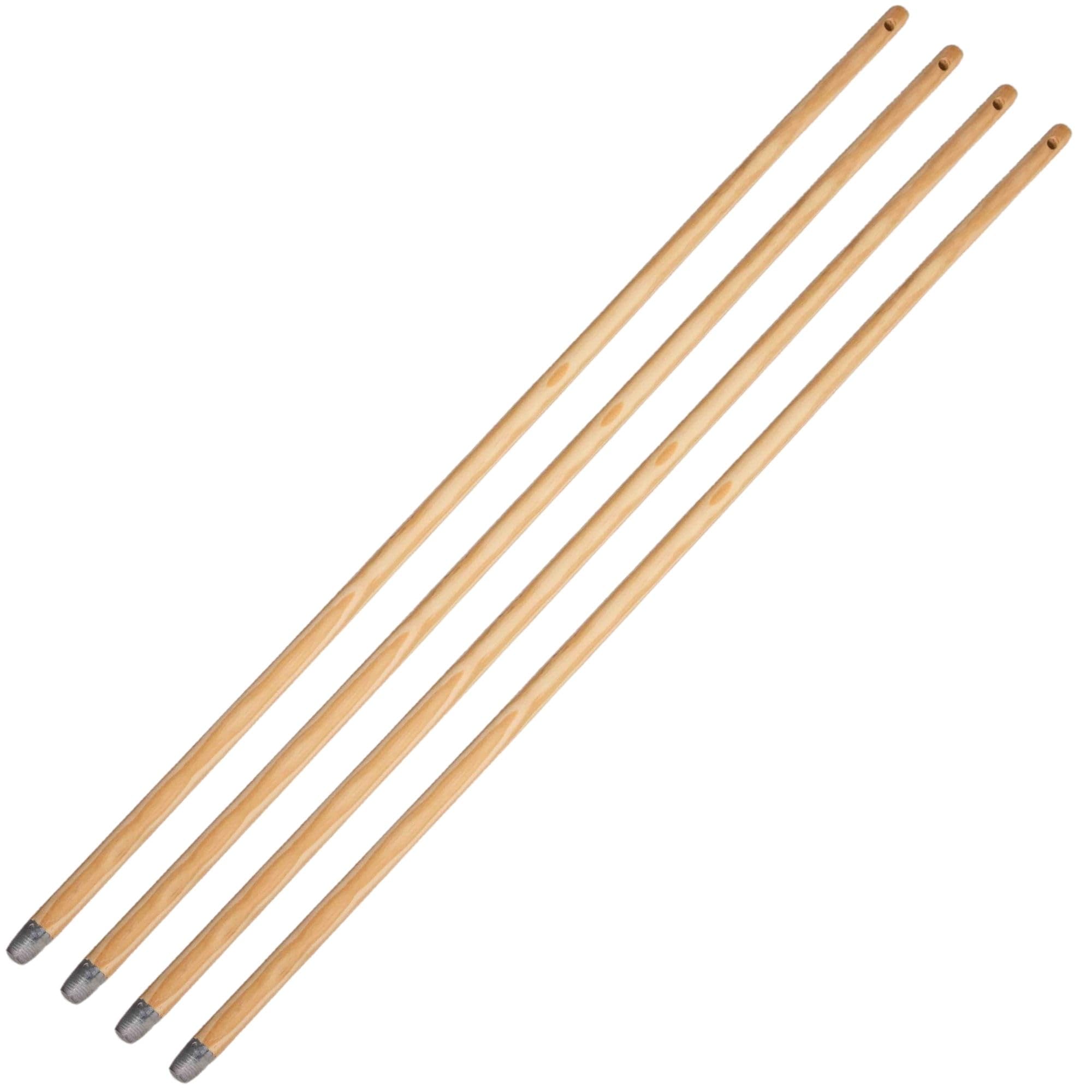 Novaliv 4x Gerätestiel Holz 130 cm mit Gewinde 24 mm Holzstiel Universalstiel Stab Ersatzstiel Besenstiel mit Gewinde Ersatzteil Stiel Ersatz (4, Braun)
