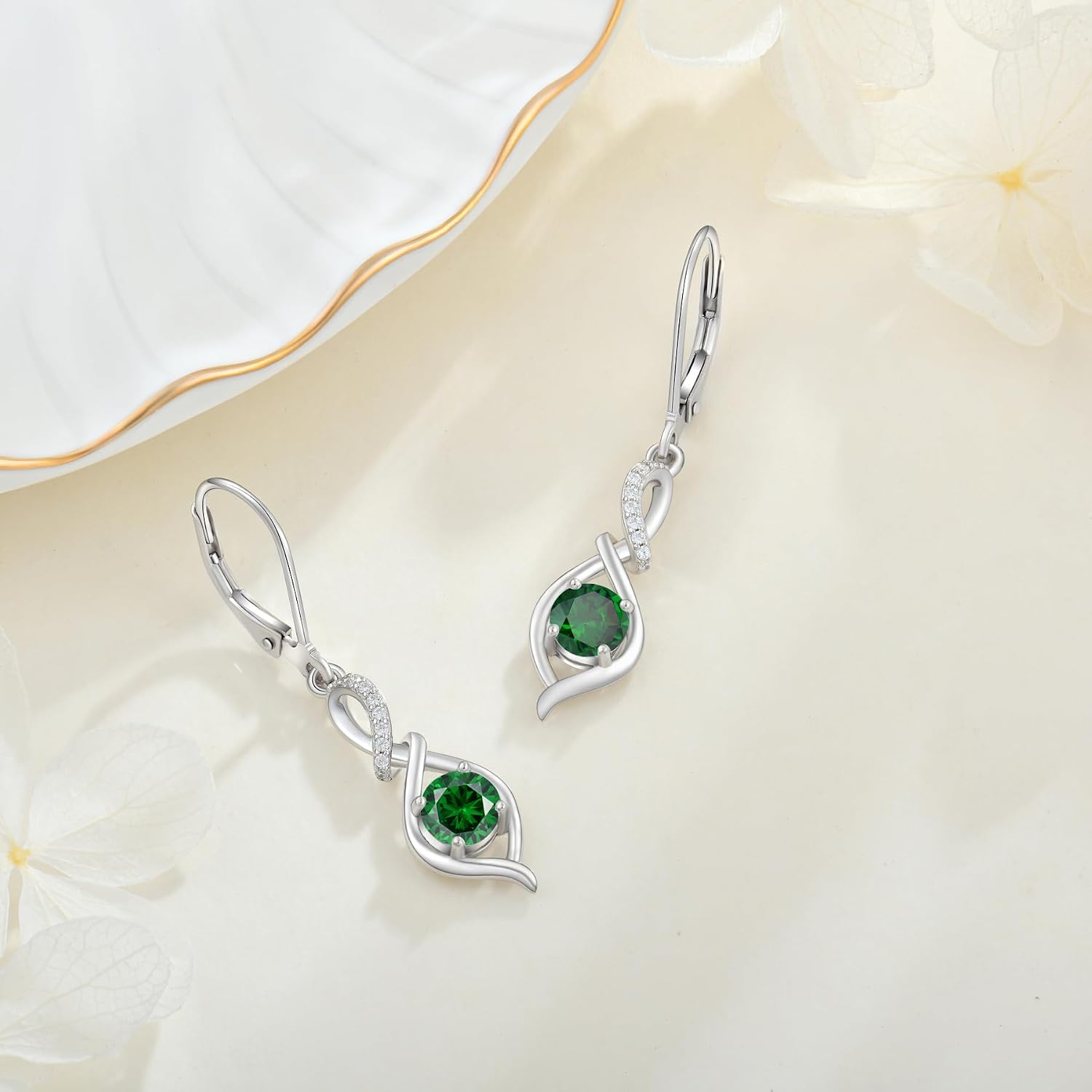 Infinity Leverback Earrings 925 Sterling Silver Cubic Zirconia Earrings Dangle Drop Earrings Birthday Christmas Anniversary Jewelry Gift for Women