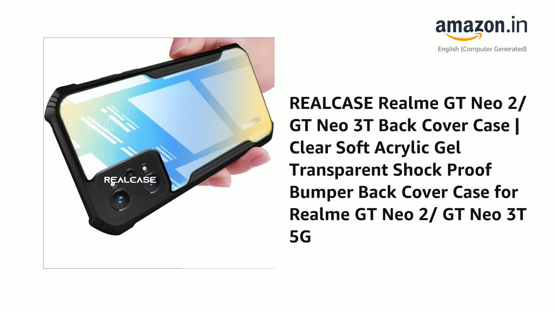 REALCASE Realme GT Neo 2/ GT Neo 3T Back Cover Case | Clear Soft