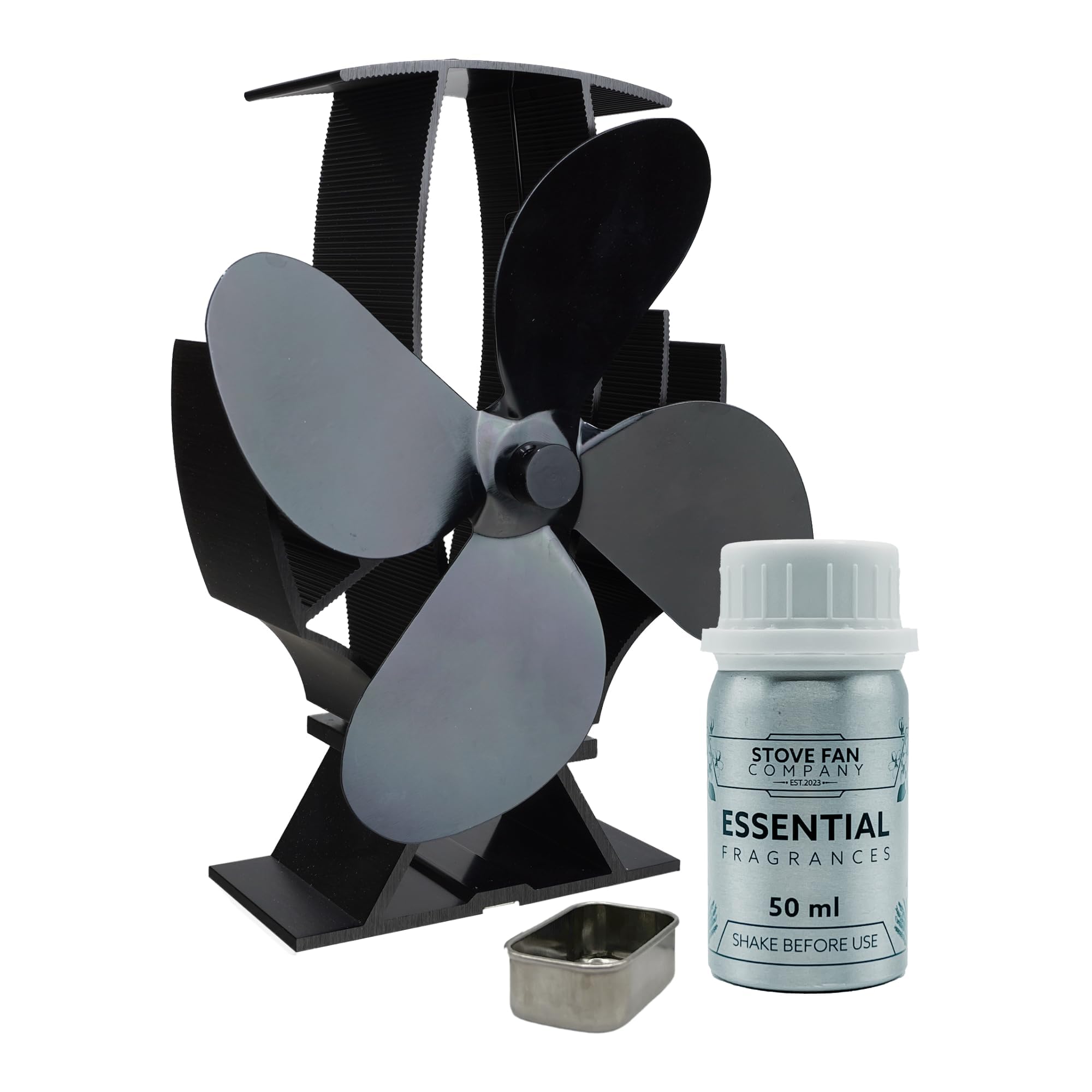 Arrows UK Stove Fan Company Satin Black SuperFast Air Stove Fan - Heat Powered Eco Fan for Wood Burners and Fireplaces - Sleek Silent Operation Design